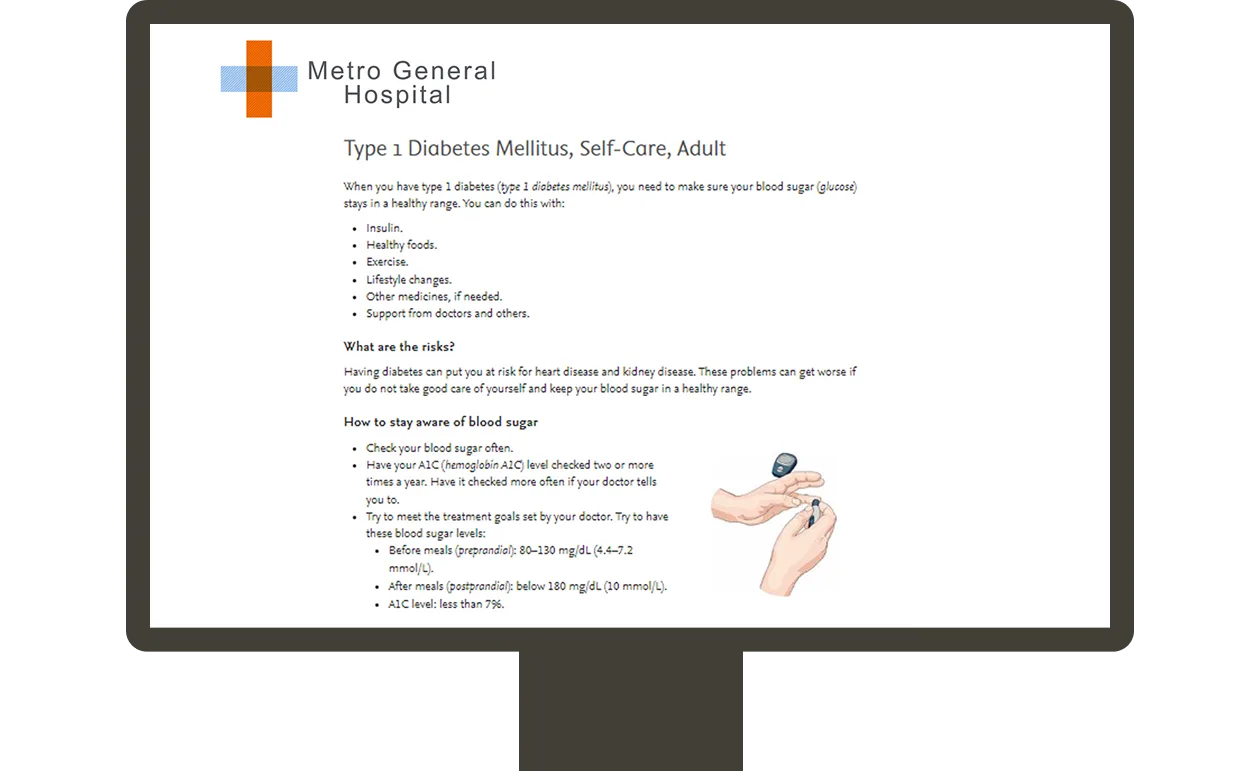 Screenshot showing example of Elsevier’s patient education resources