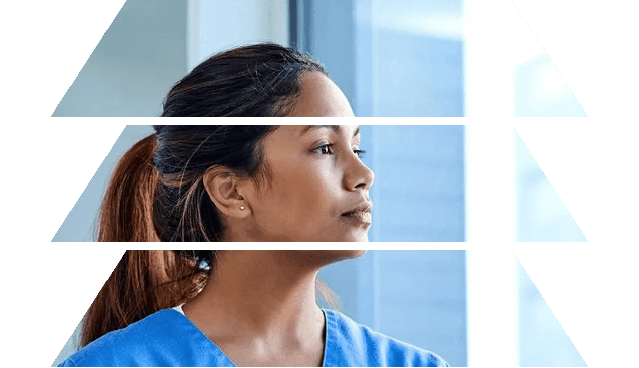 Nurse contemplating hospital benefit