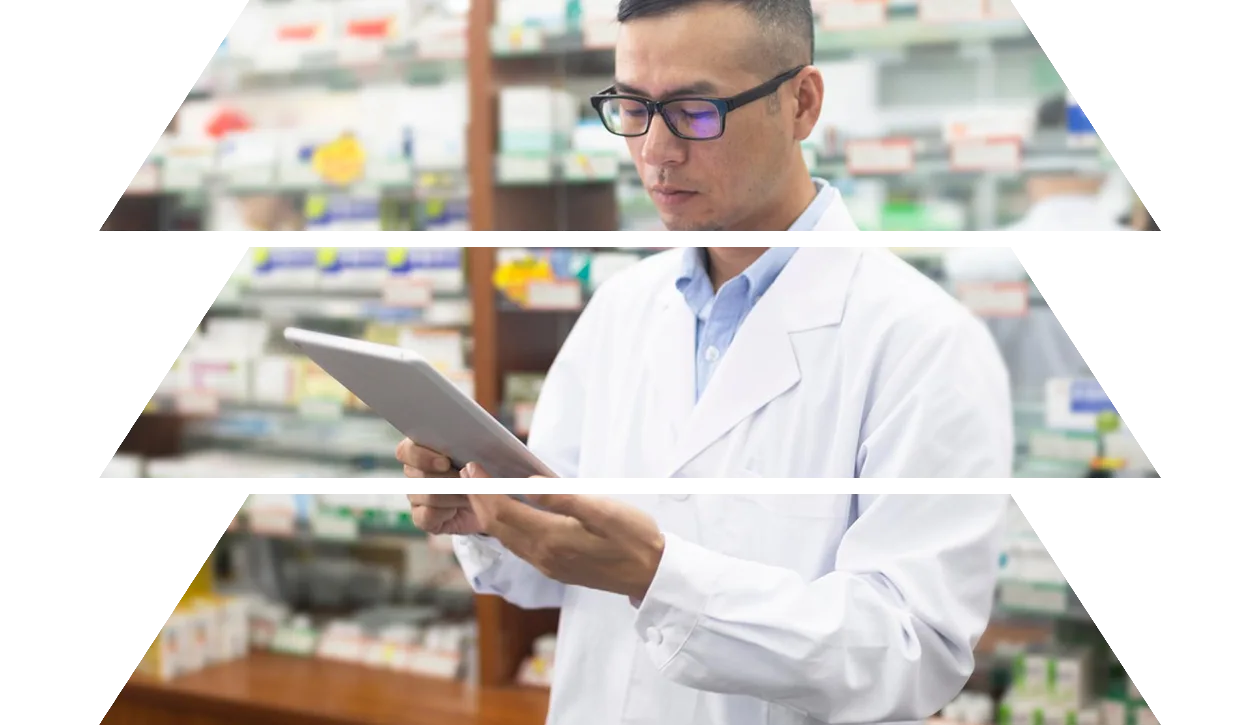 Pharmacist wearing lab coat