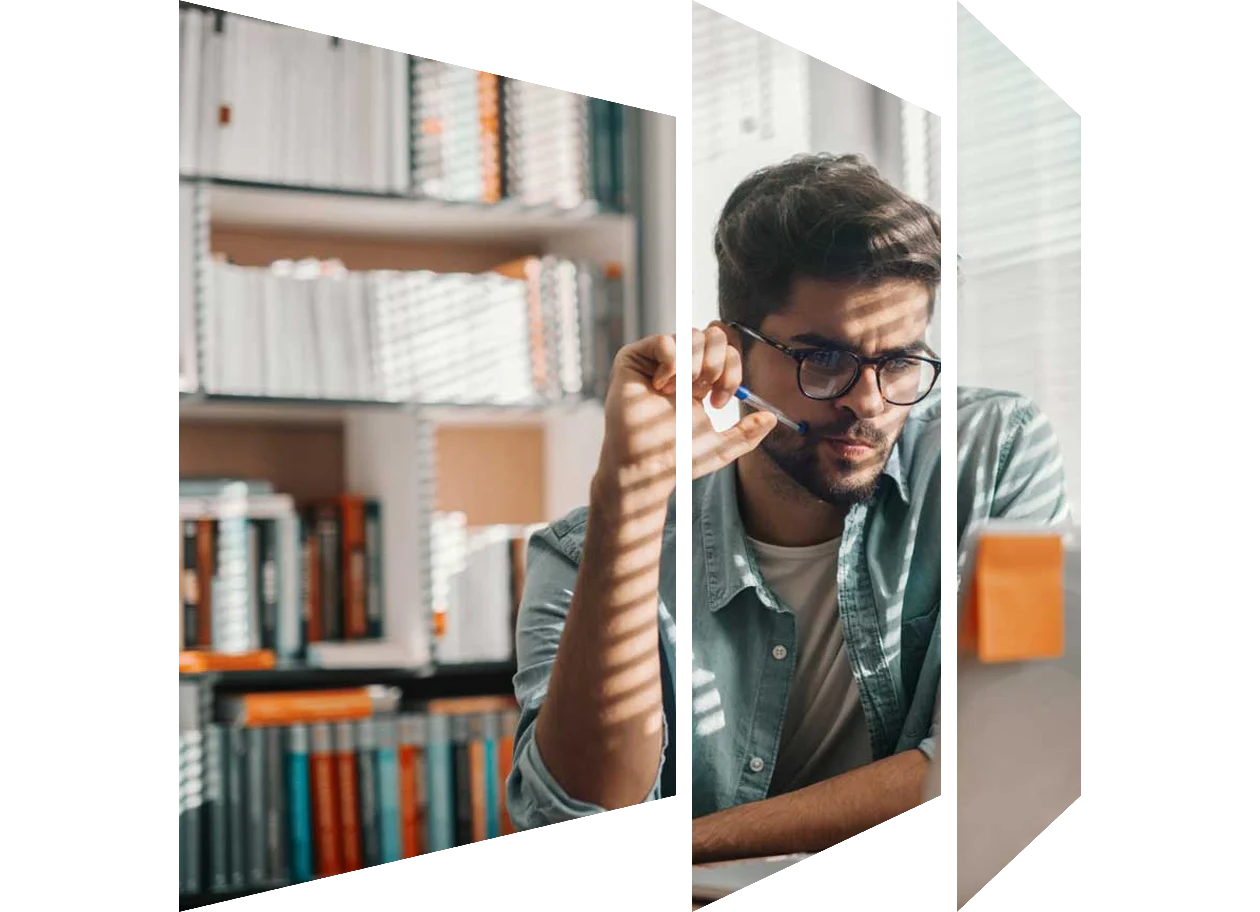 Thoughtful man looking at laptop