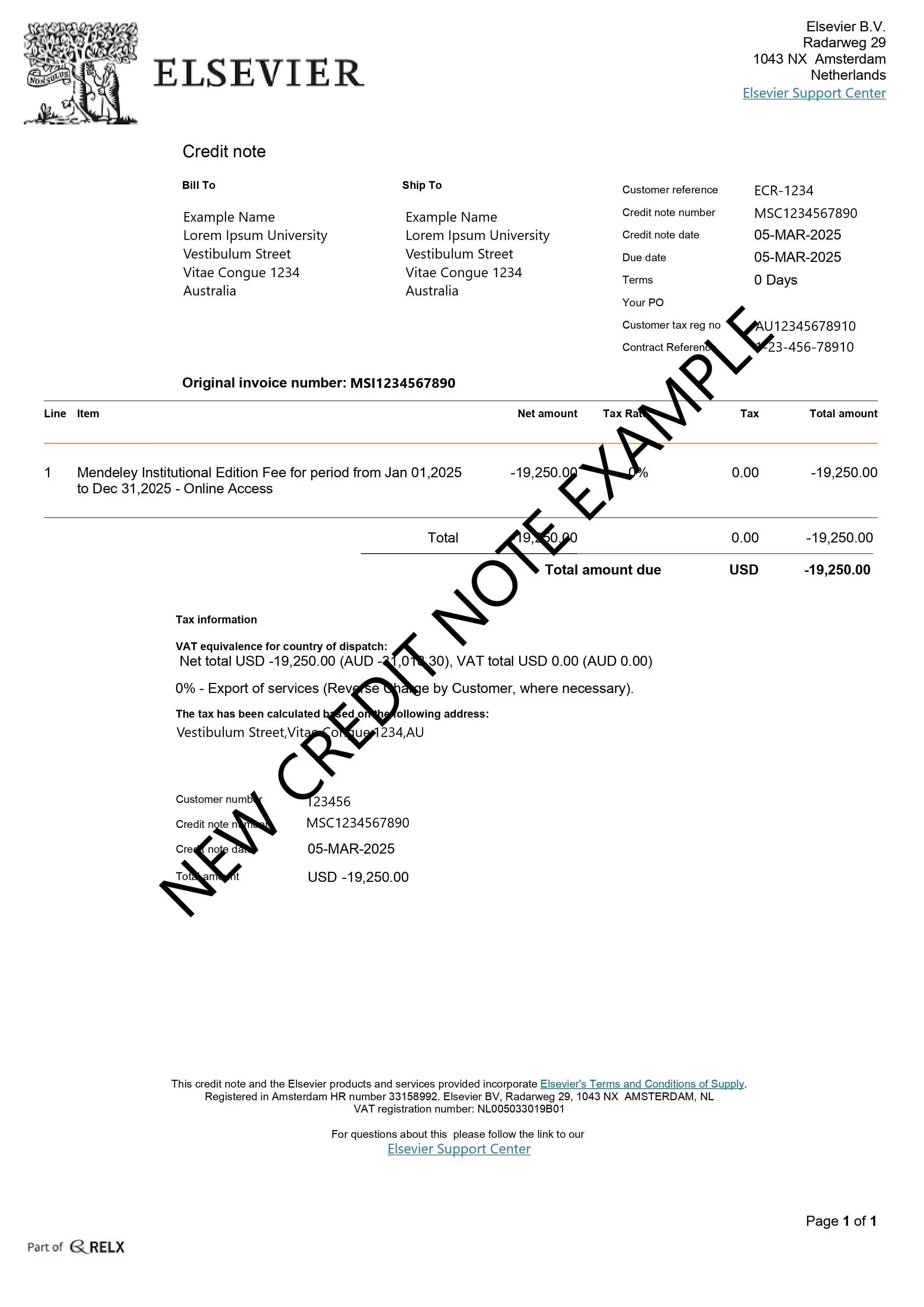 New invoicing solution AIR - example new credit note