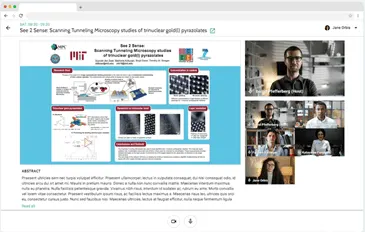 Discussing research with author in live poster session