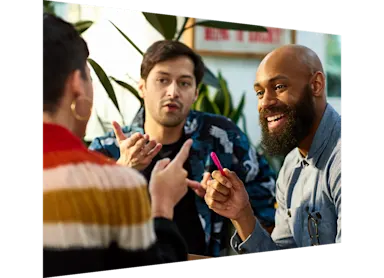 People discussing business