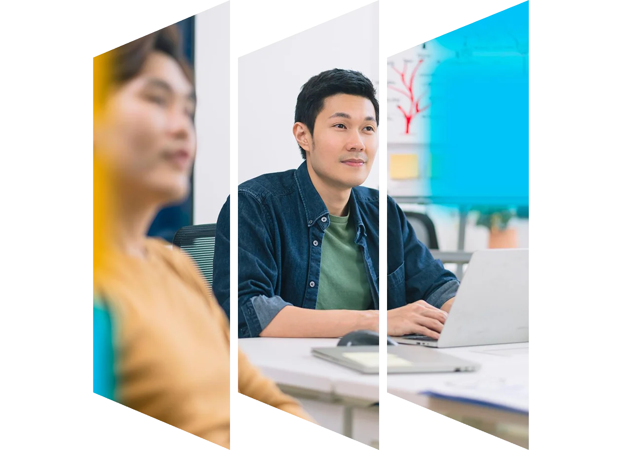 Physician presenting, holding tablet and pointing to data chart