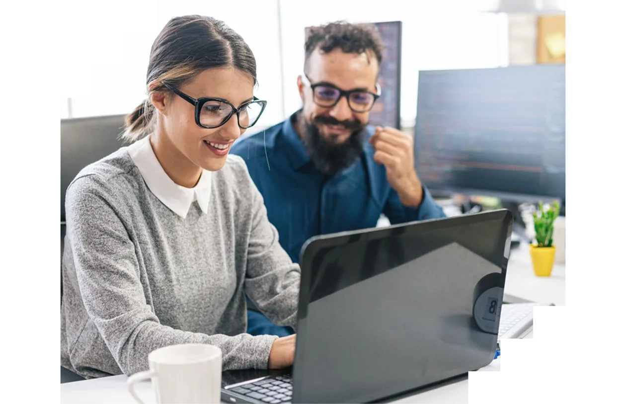 Young female worker doing a knowledge transfer workshop on her laptop