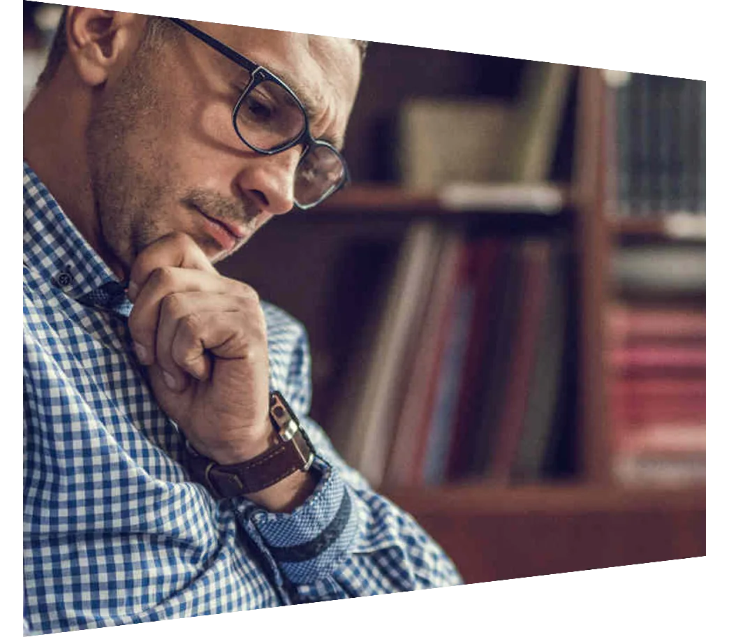 Thoughtful man in office