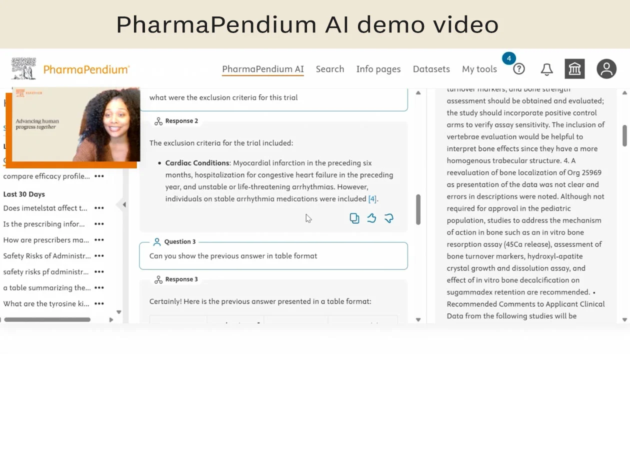PharmaPendium AI demo video