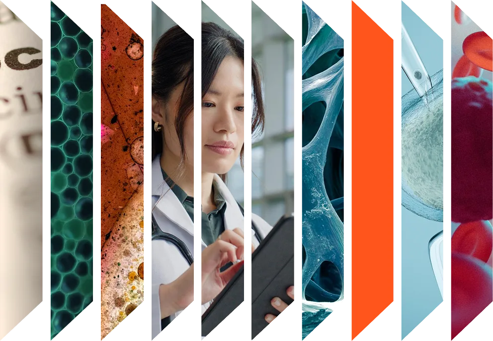 Colourful accordeon of clinician and health images