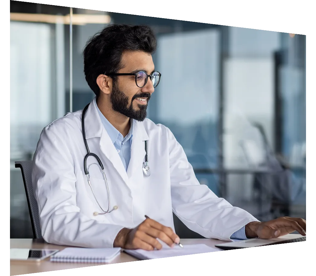Doctor looking at the laptop