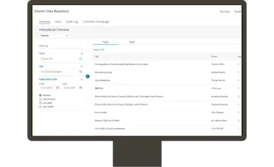Screenshot of Elsevier Data Respository Dashboard