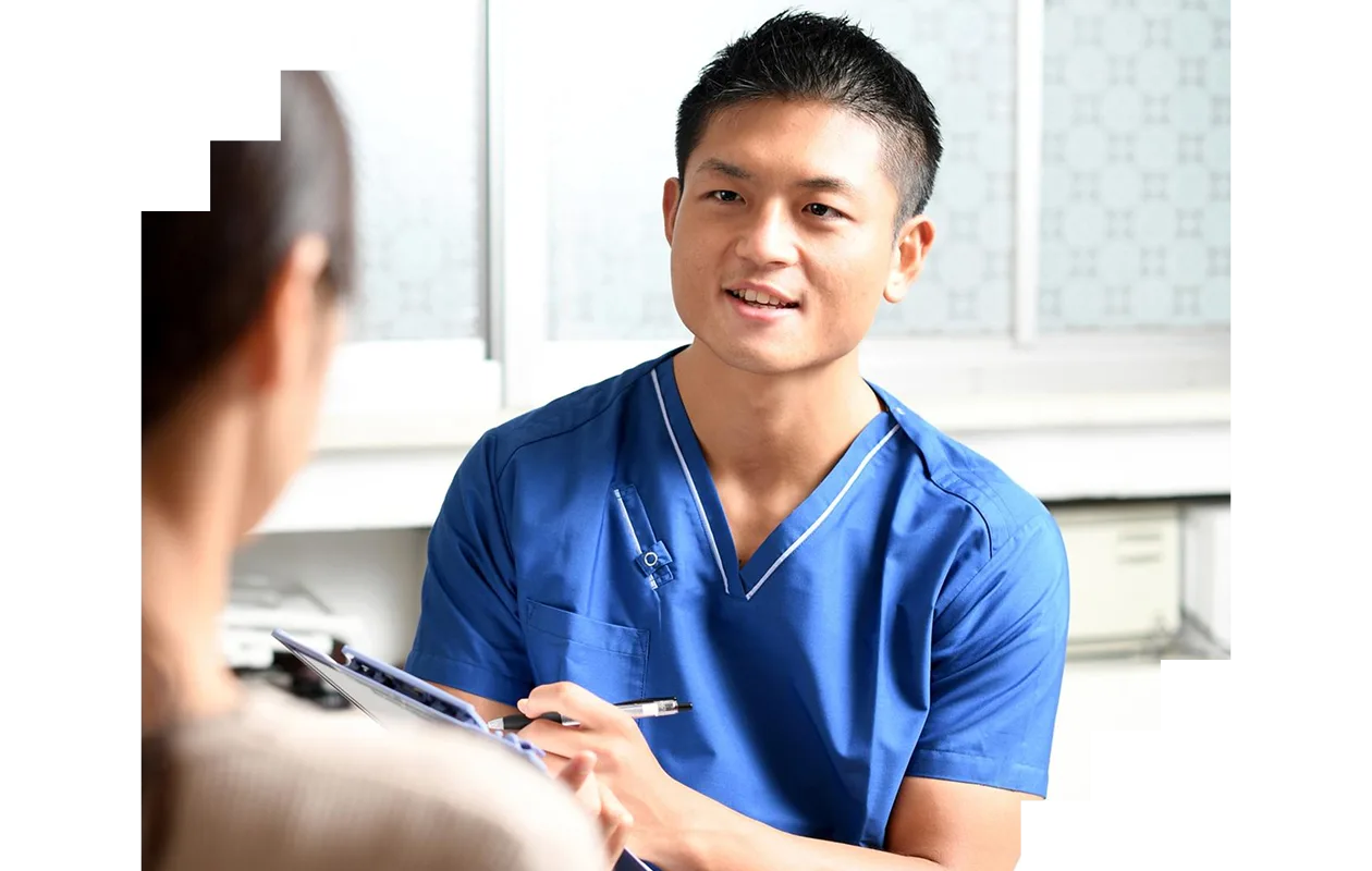 A doctor treating a patient
