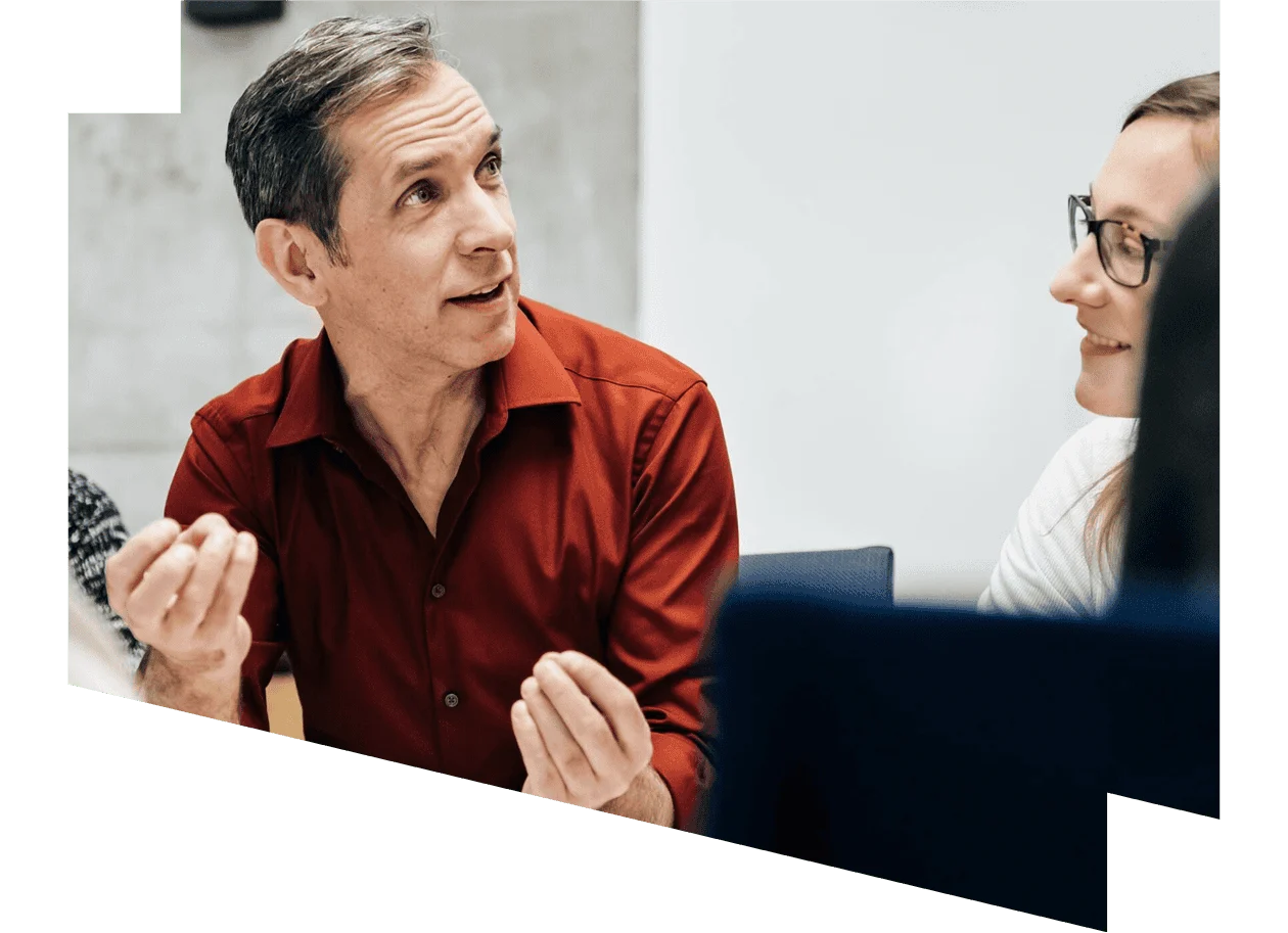 Man and woman sharing information