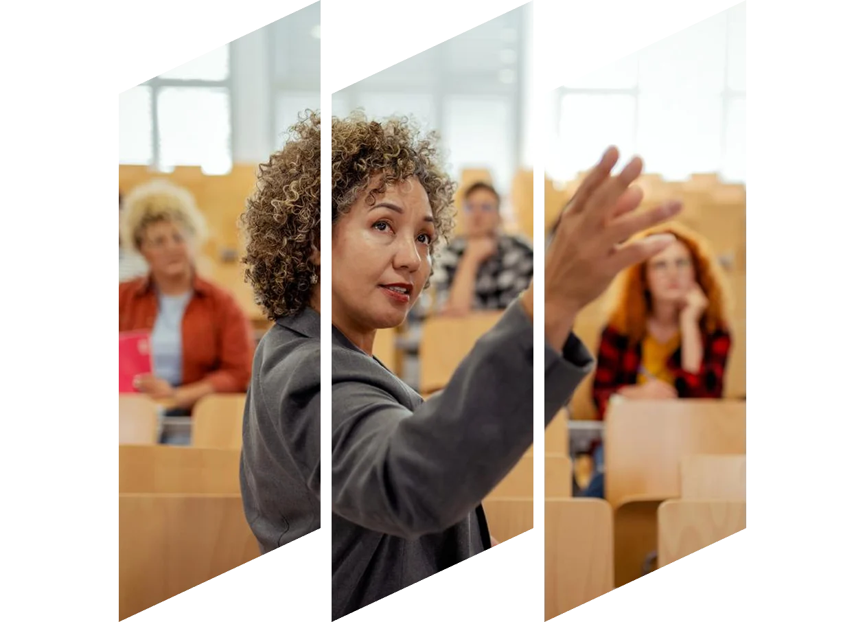 Female teacher instructing class