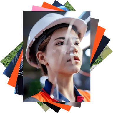 Female engineer in safety vest and hardhat