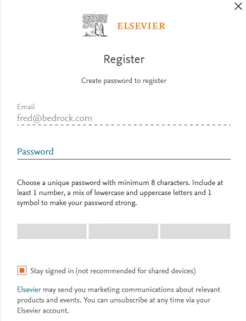 Register screen in Elsevier's Reviewer Hub