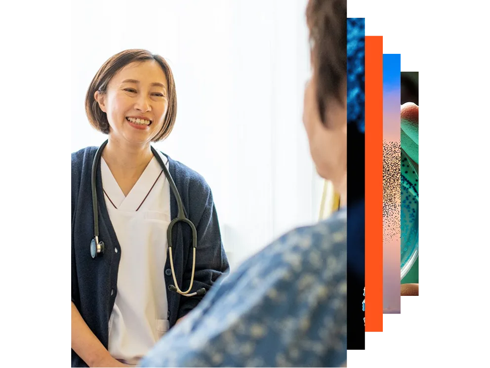 Nurse reassuring her patient with positive news