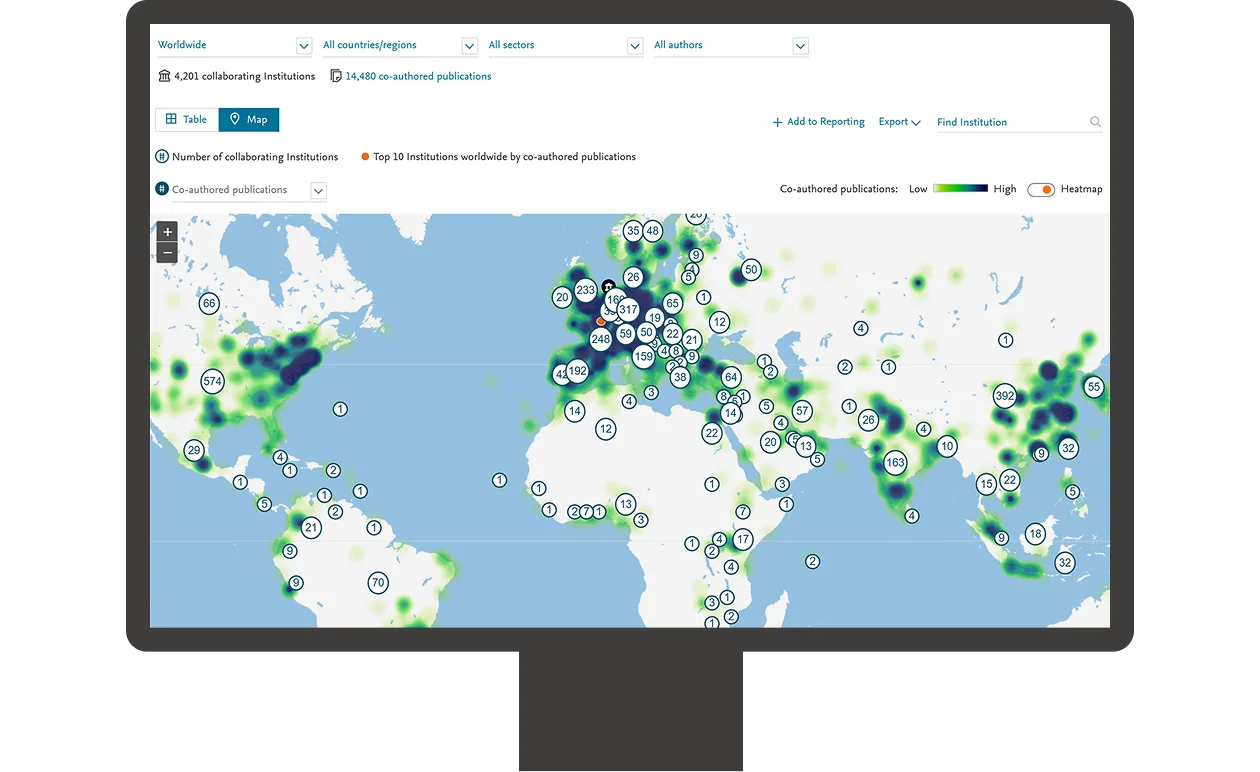 Screenshot of SciVal collaboration module
