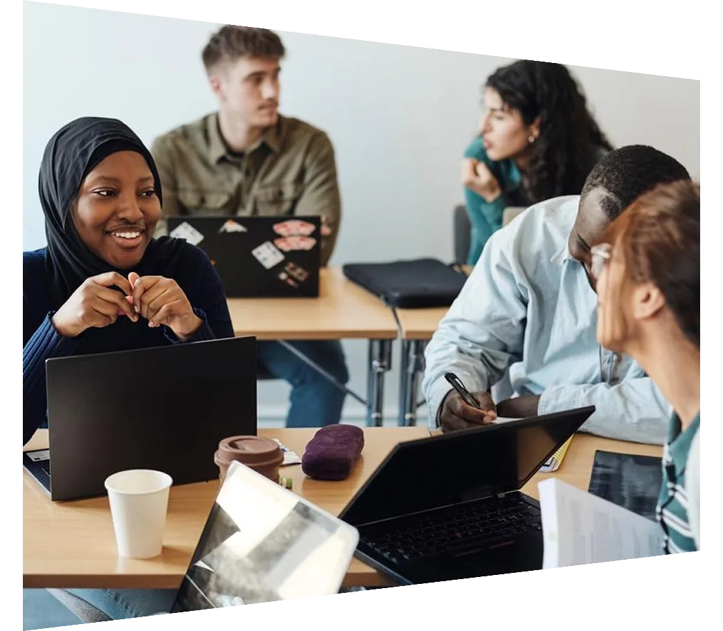 Diverse students sitting in a classroom