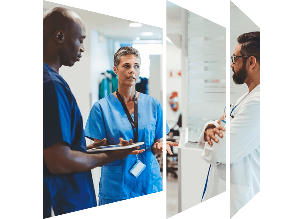Medical team having a discussion on a ward