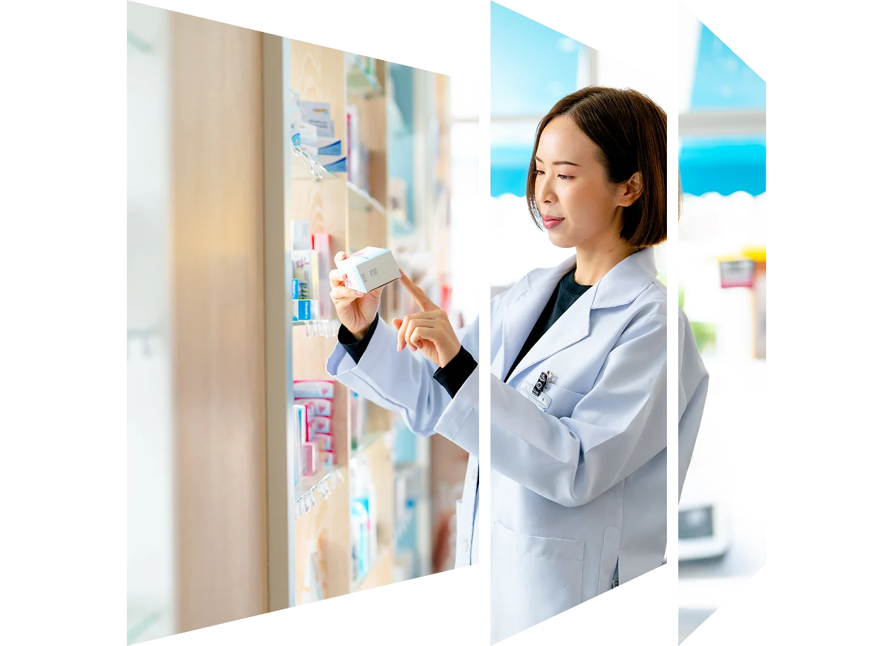 Pharmacist taking an inventory of stock