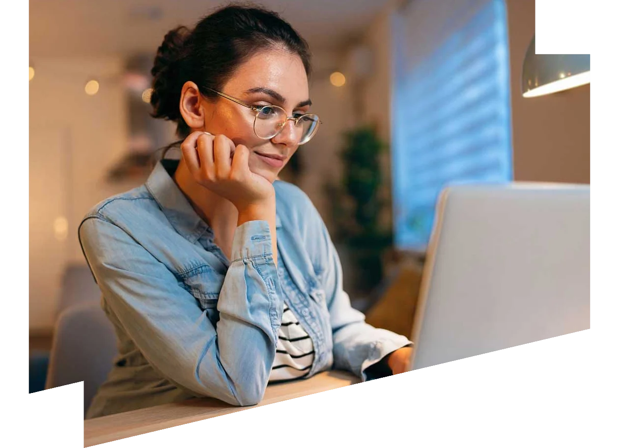Young female student working on a laptop