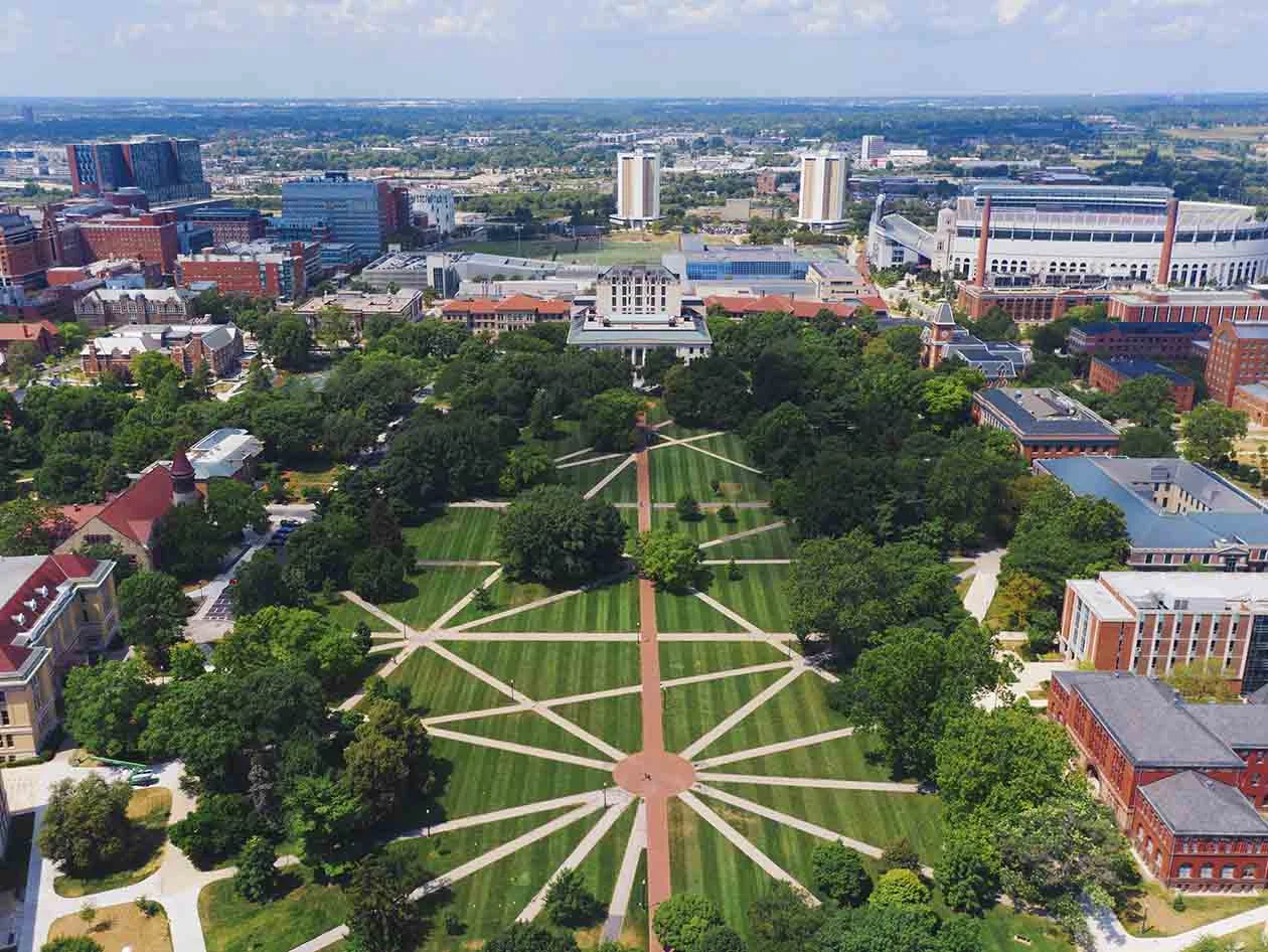 Aerial photo of university campus