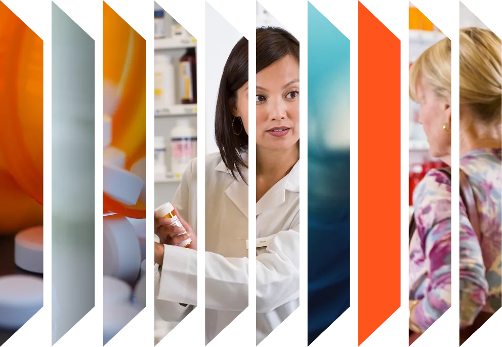 Colourful accordion of clinician and health images