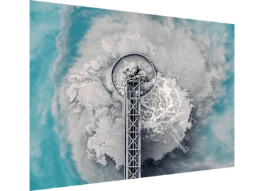 Aerial image showing swirling water patterns at a waste management facility, Arizona, United States of America