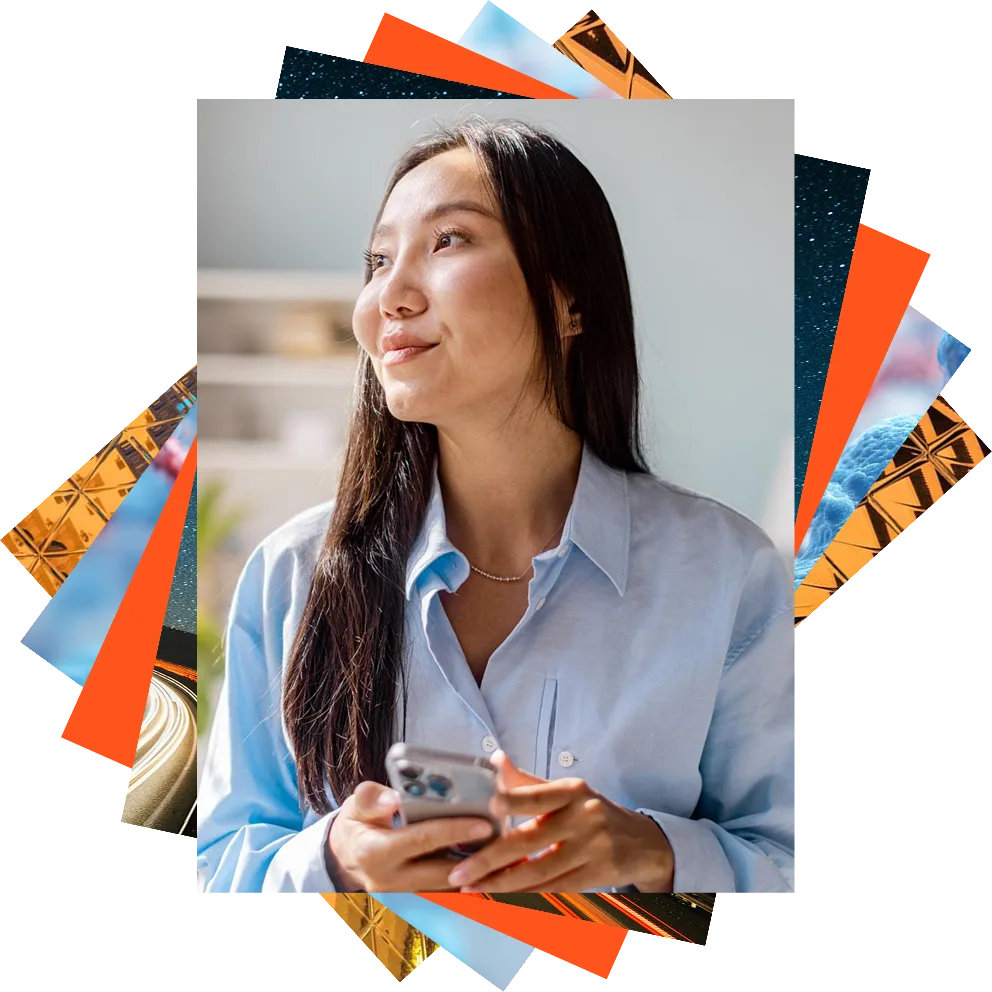 Woman looking at computer, reflection in her glasses