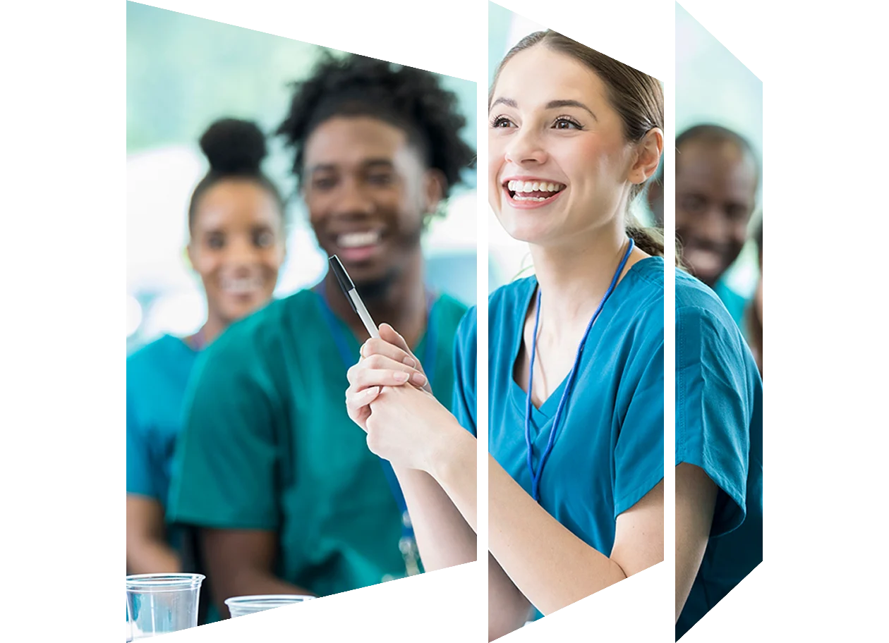 Attentive nursing students in class
