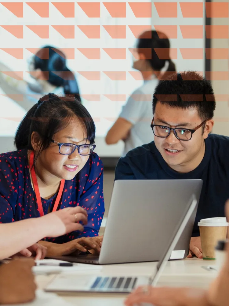 Group of biochemists discussing ideas