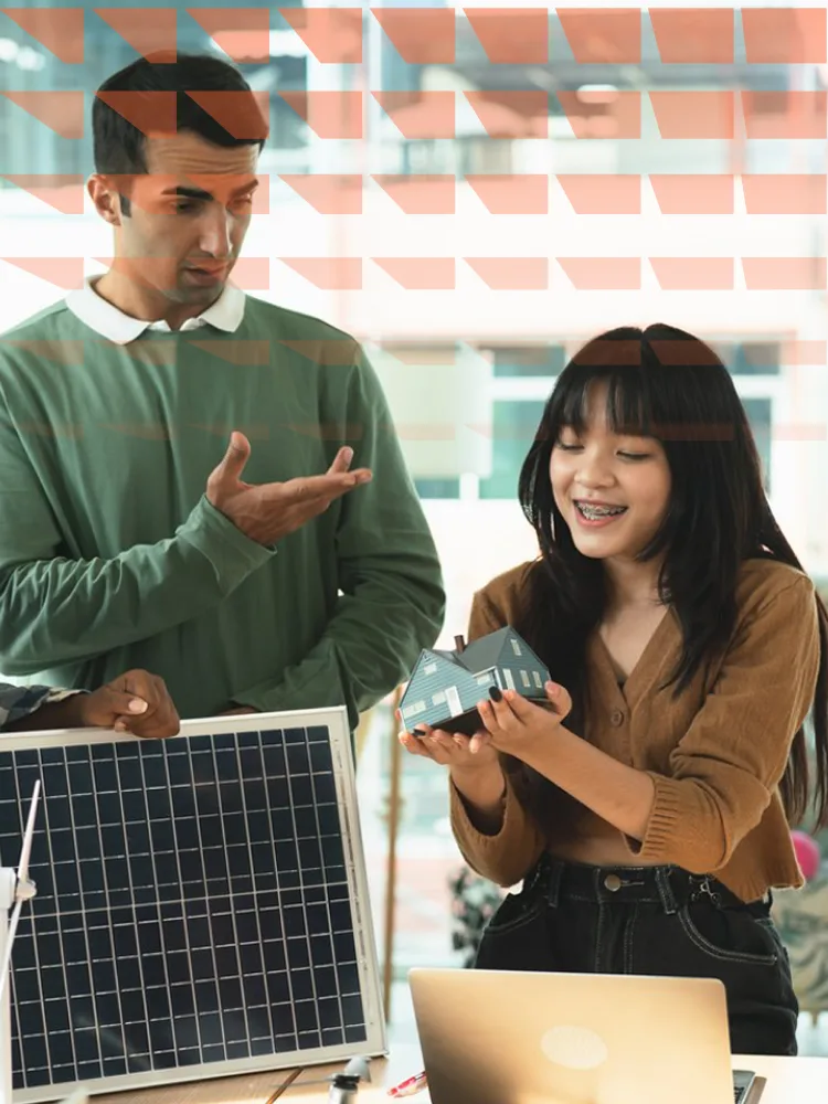 Man working at home with son