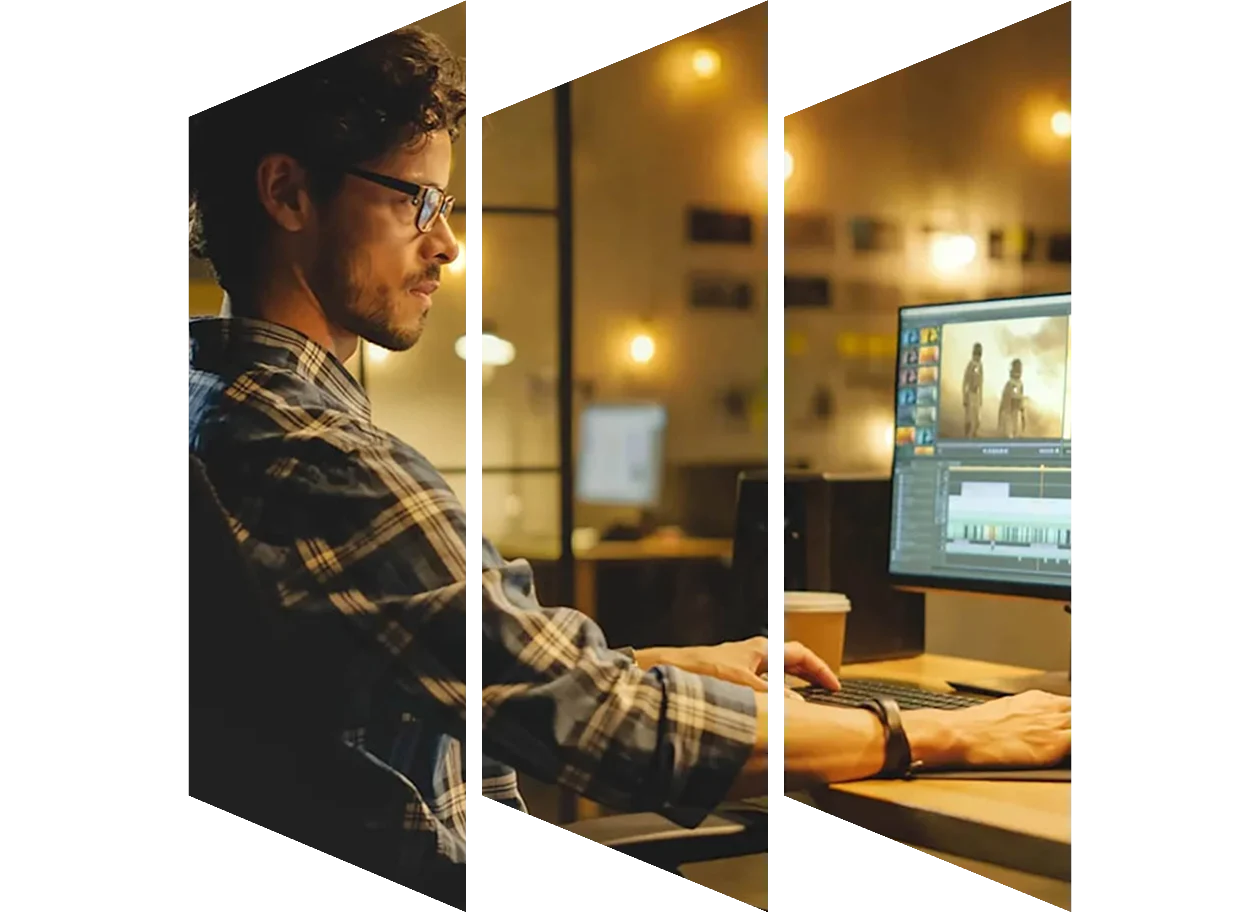 Data analyst working on laptop at night