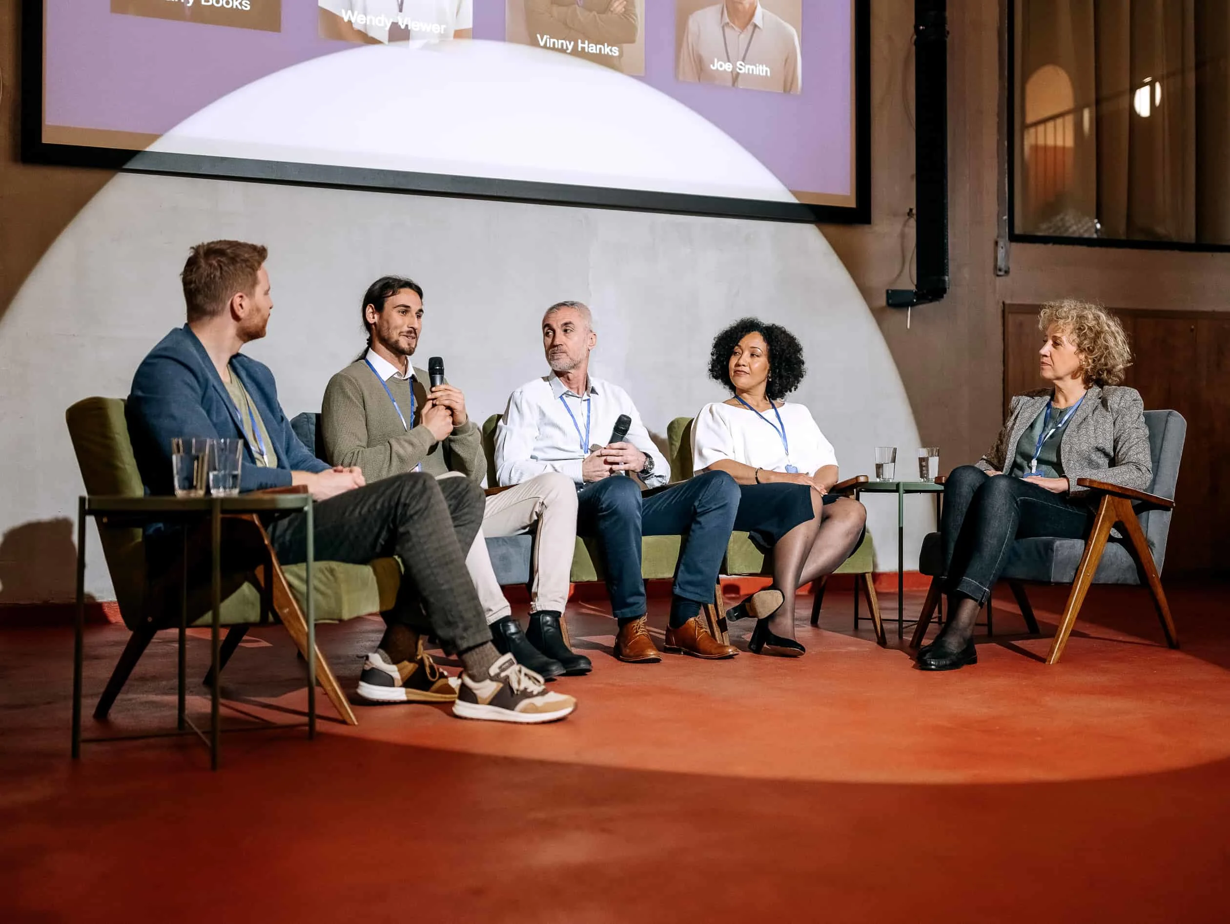 Group of diverse business people on panel discussion