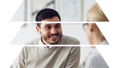 Man talking with woman