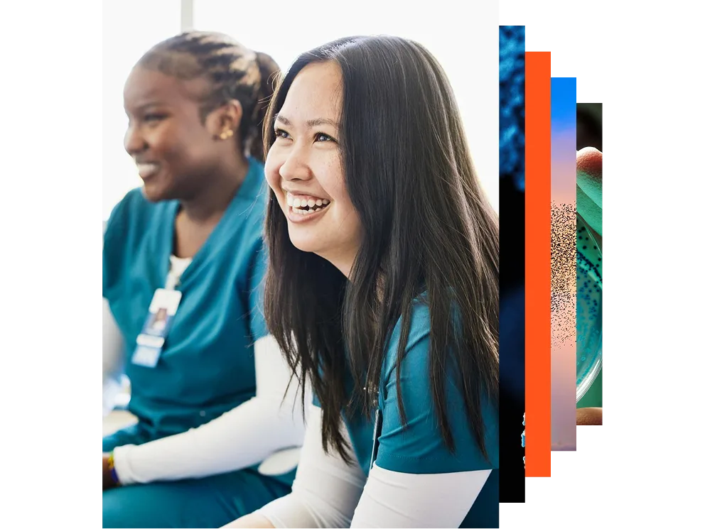 Female nurse in a team meeting in a hospital conference room