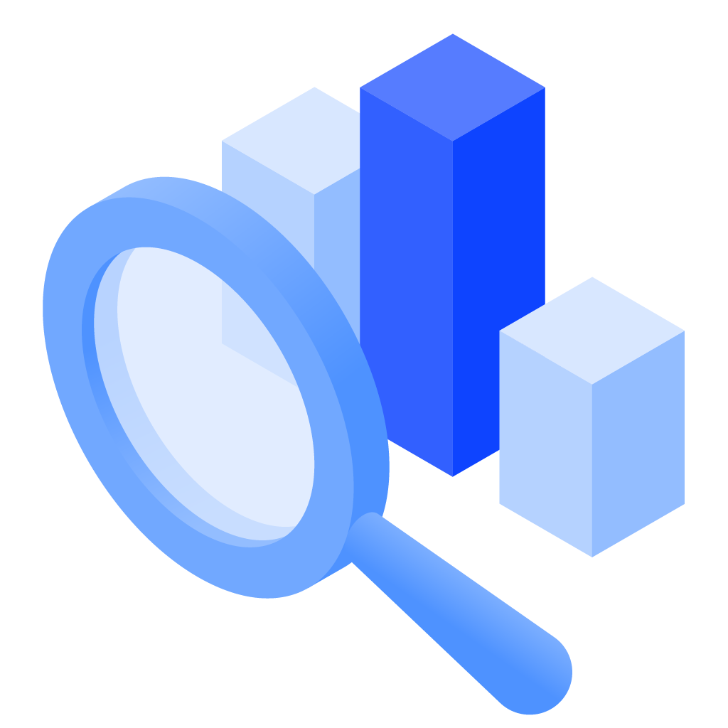 magnifying glass review of data