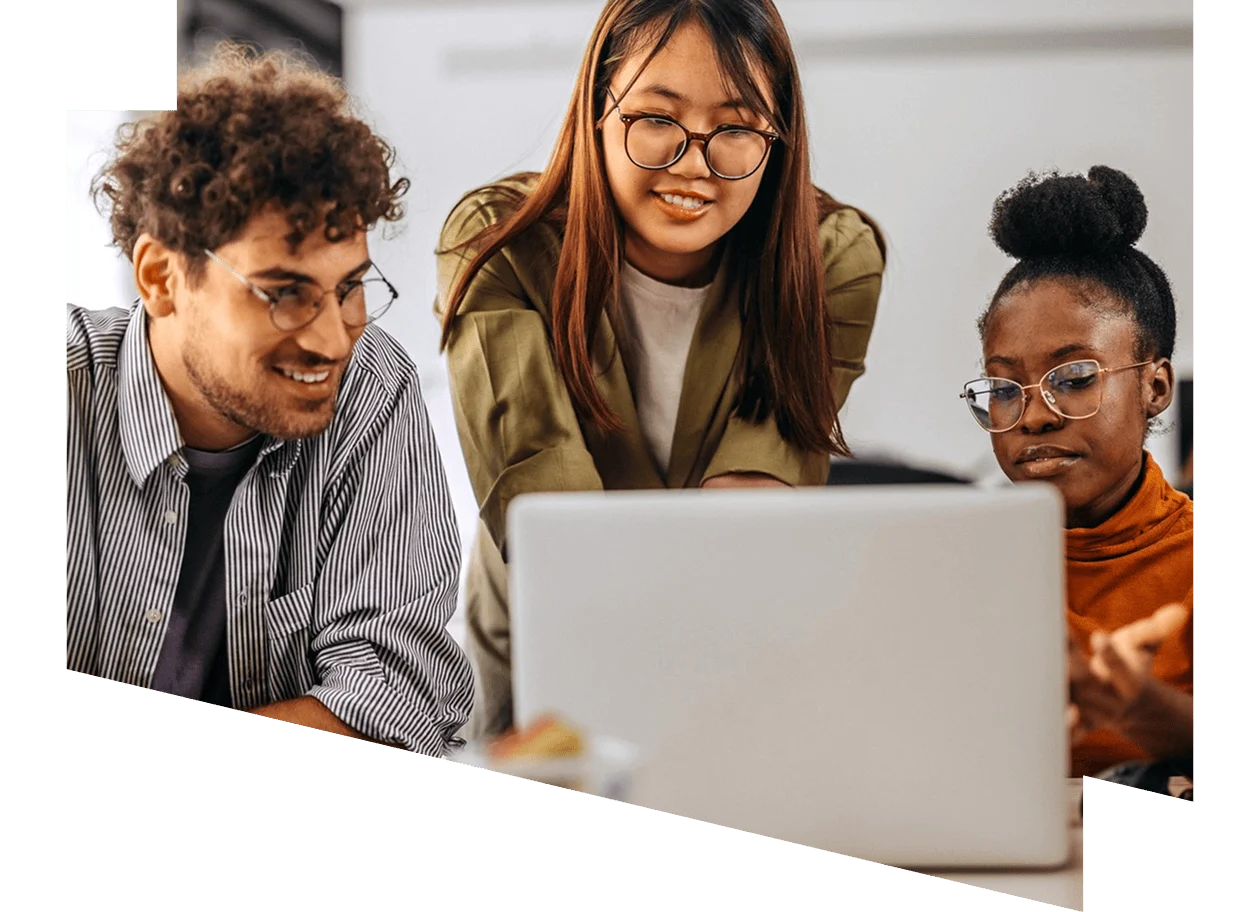 People in meeting smiling