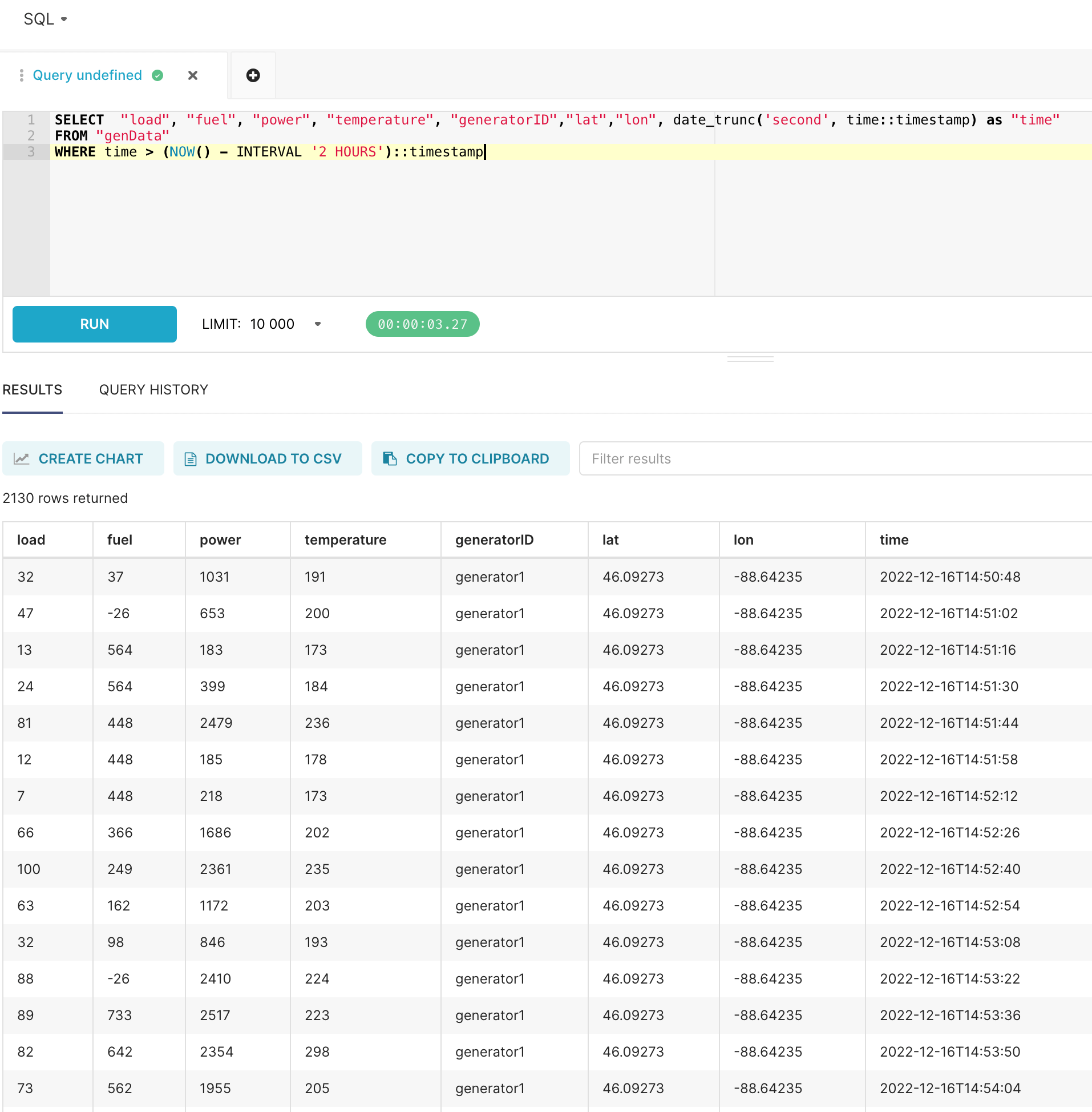 we use the integrated SQL Lab to query against InfluxDB