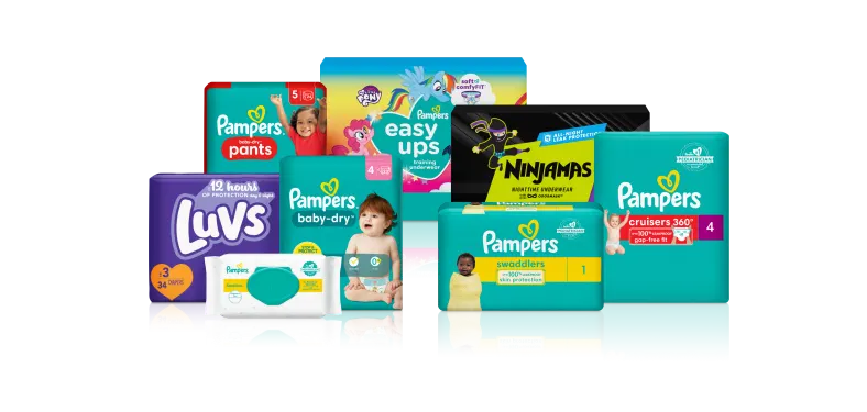 Product lineup for P&G’s Baby Care category, part of the Baby, Feminine and Family Care sector
