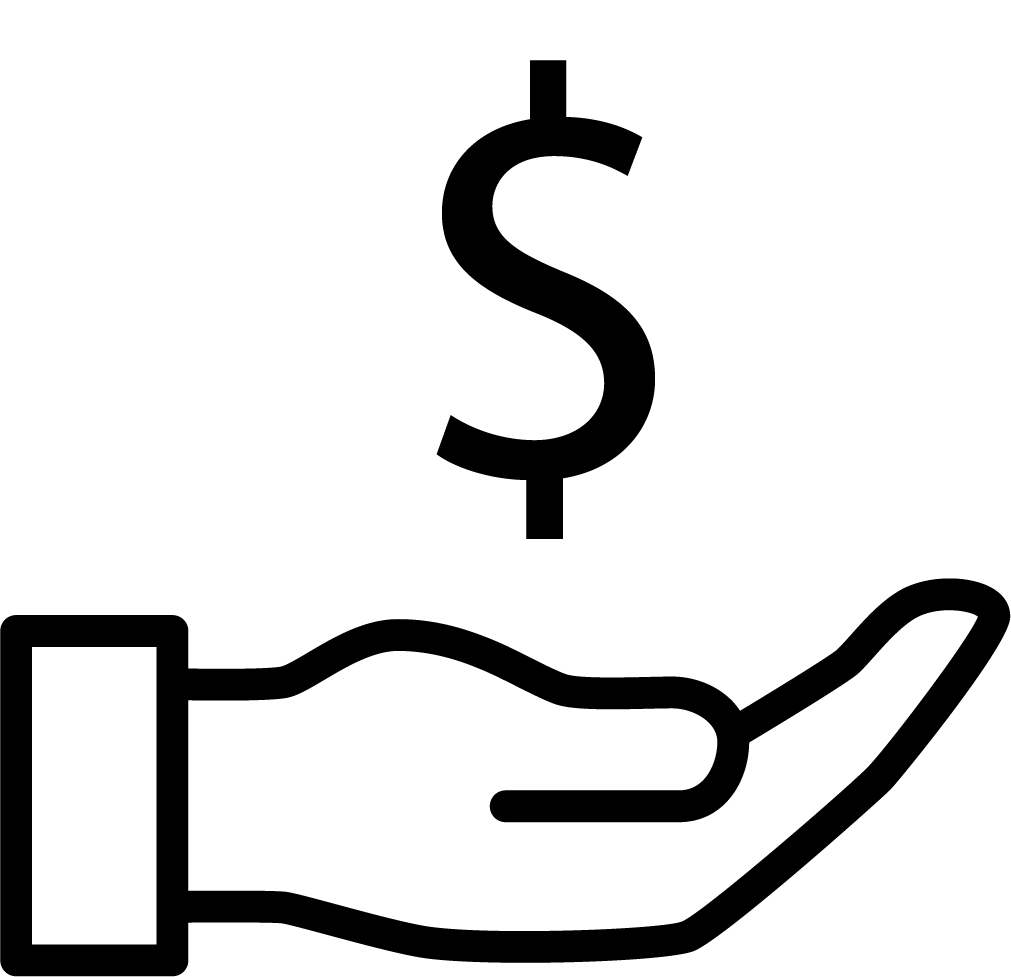 Dollar sign at the grasp of a hand Icon