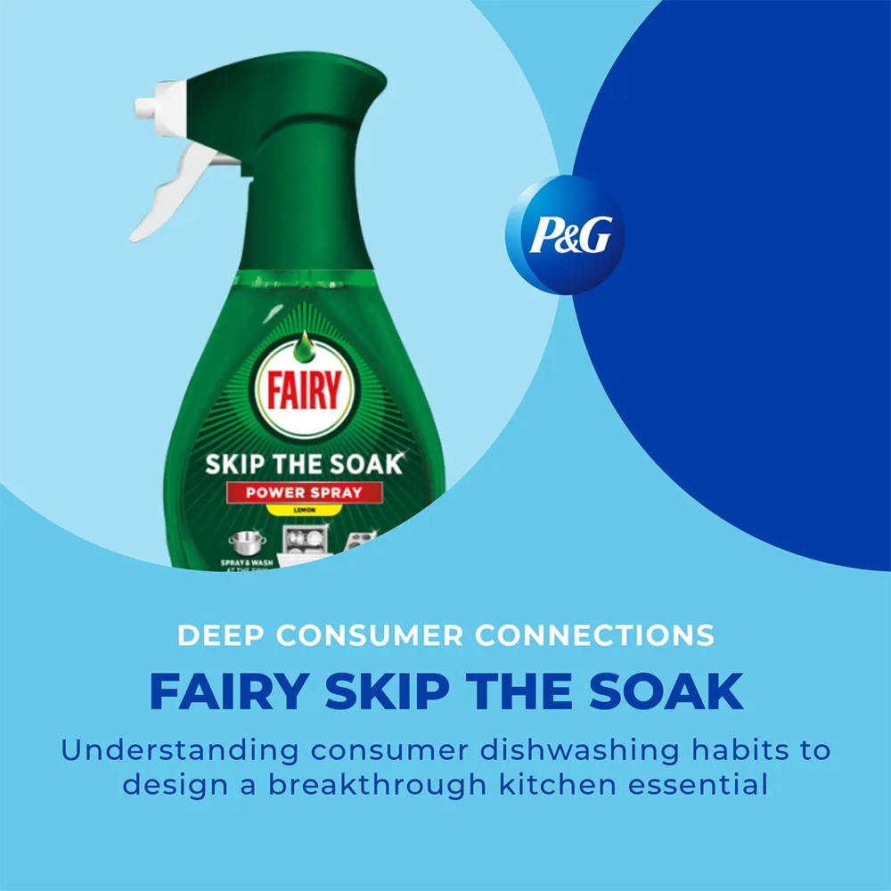 A green spray bottle of soap for dishes and surfaces is highlighted next to text about "Deep Consumer Connections."