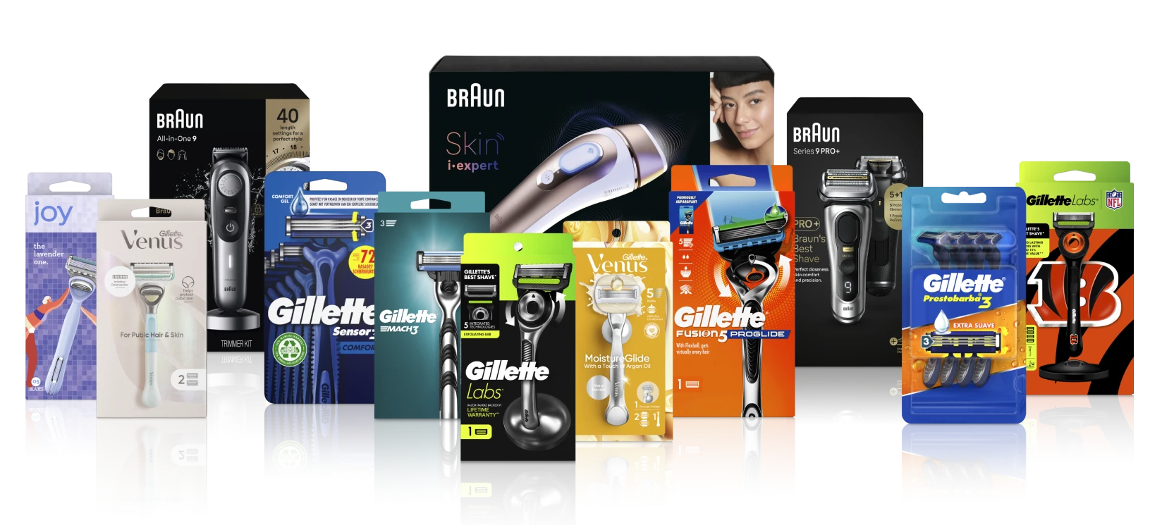 Category lineup featuring products and packaging from the category — Grooming.