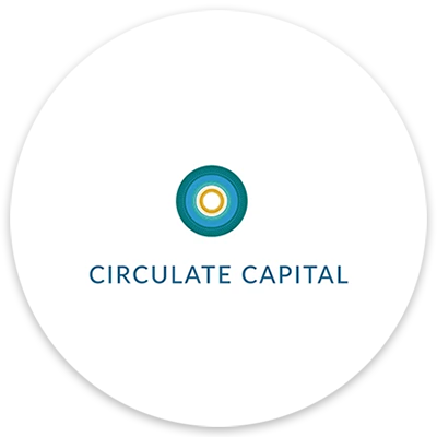 A circle made of multicolored concentric circles. Blue text says “Circulate Capital.”