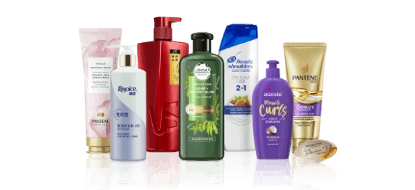 Product lineup for P&G’s Hair Care category, part of the Beauty sector