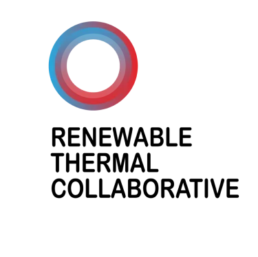 The Renewable Thermal Collaborative logo is a circle that is half blue and half red.