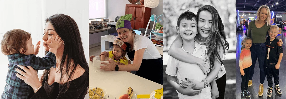 Group shots of mothers with their kids