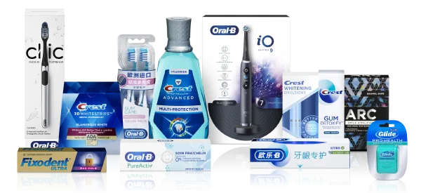Product lineup for P&G’s Oral Care category, part of the Health Care sector