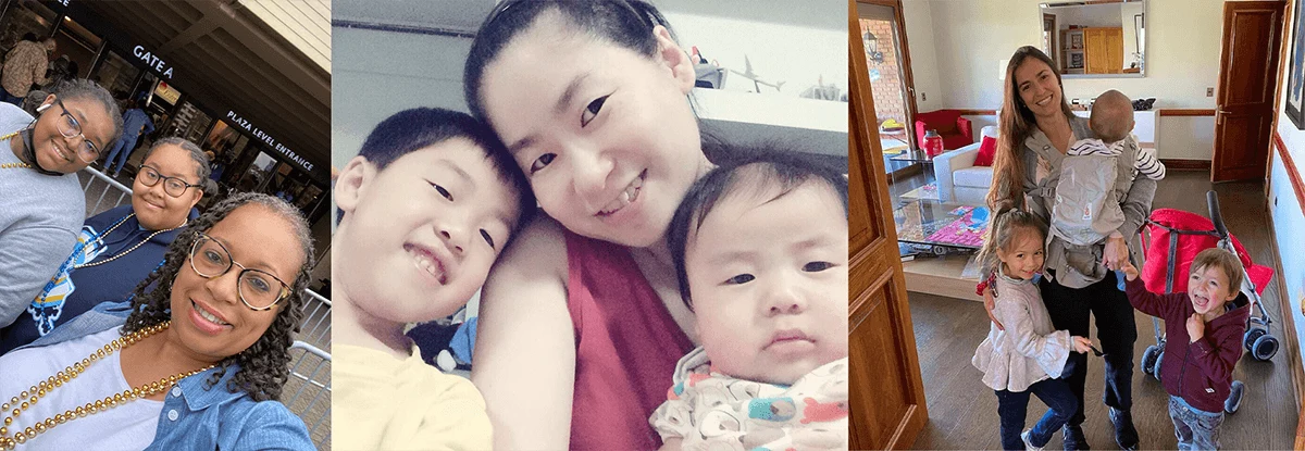 Group shots of mothers with their kids