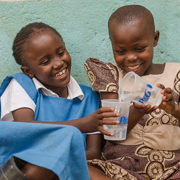 Children playing with water